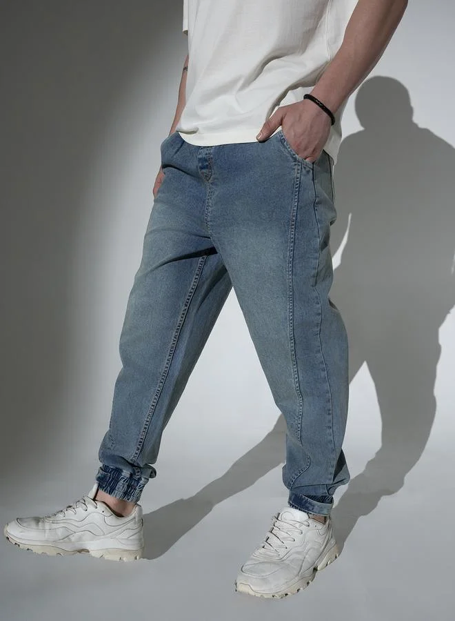 Hubberholme  Blue Relaxed Fit Jeans Solid design crafted from 100% Cotton with Button closure. for Men | Best Price UAE